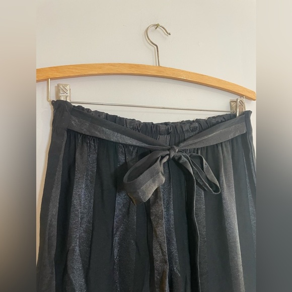 Victoria Secret Black Silky Pajama Pants with Tie Waist Stripes and Polkadots - Picture 2 of 4